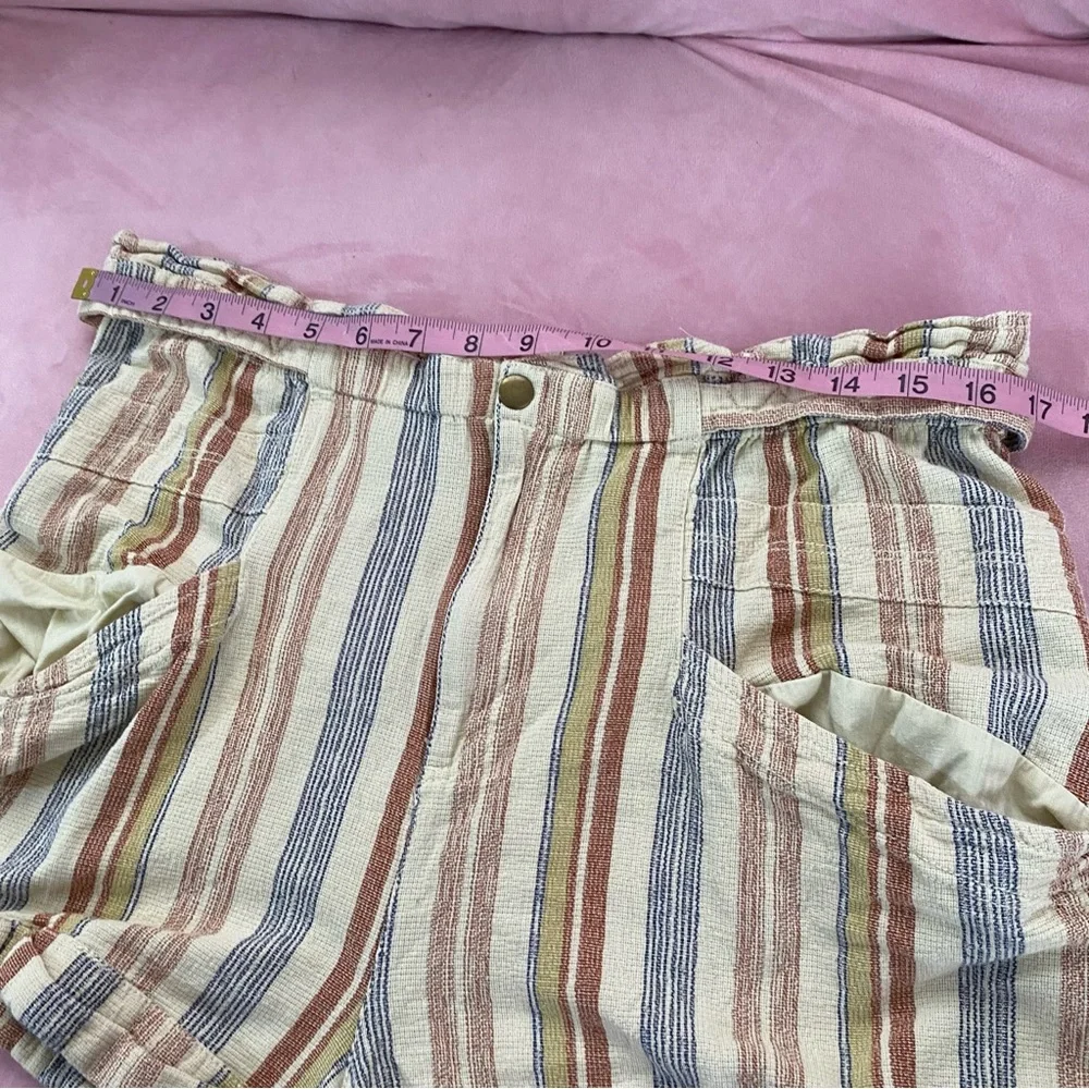 Free People Topanga Yarn Dyed Shorts New Large Boho Paper Bag Pocket striped - Picture 11 of 16